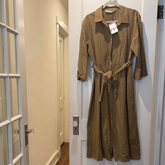 Zara Linen & Cotton Shirt Dress - Picture 2 of 7